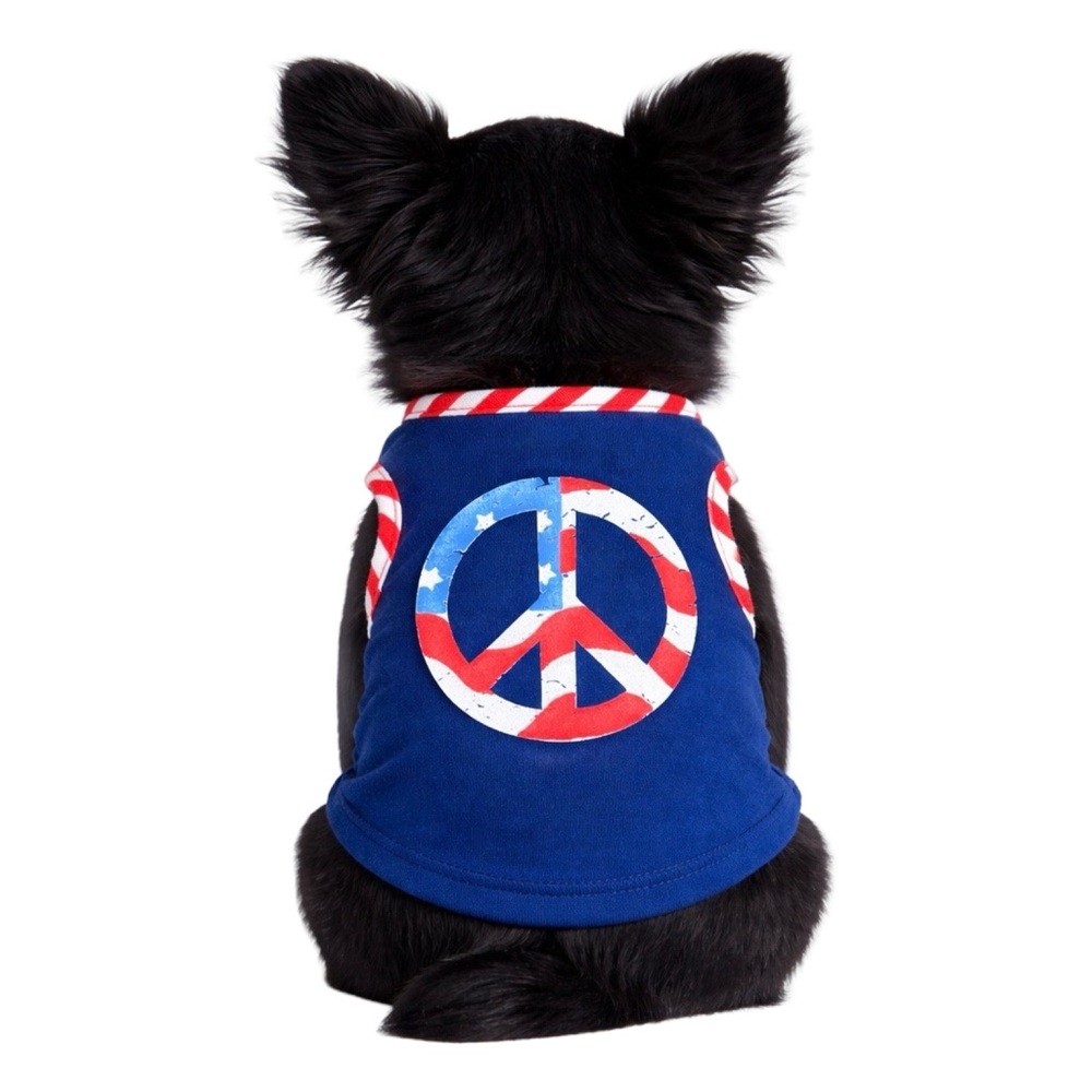 NWOT Patriotic Peace Sign Dog Tank – Red, White & Blue XS Doggie Shirt